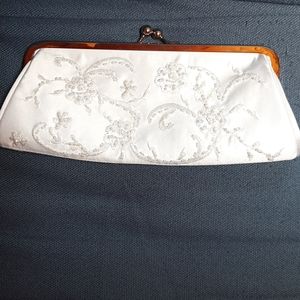 David's Bridal White Clutch Purse